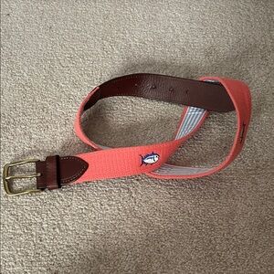 Southern Tide Coral and Brown Kids Belt
